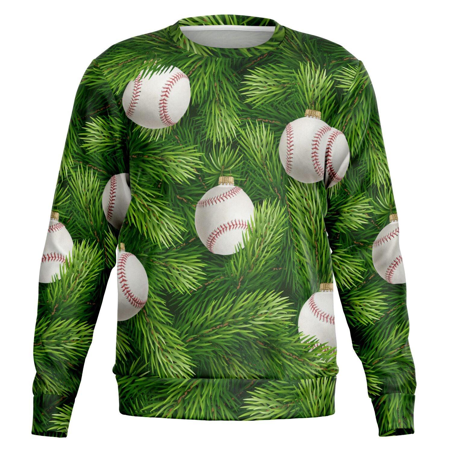 Baseball Tree Ugly Christmas Sweater Top Koala Tee Crewneck Pullover - TopKoalaTee