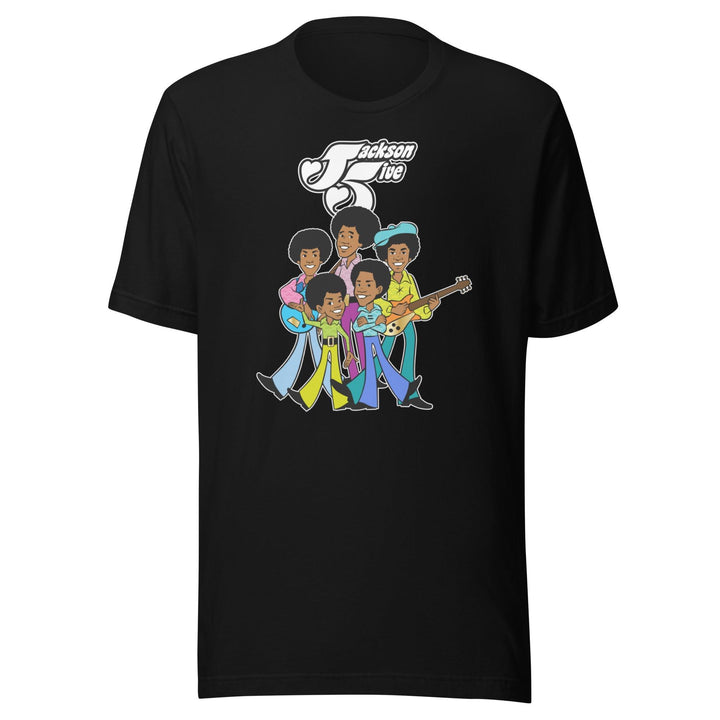 70's Black Pop Band T-shirt Animated Portrait Short Sleeve Unisex Top - TopKoalaTee