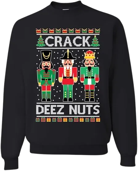 Ugly Christmas Crewneck Graphic Unisex Sweatshirt Crack Deez Nutz