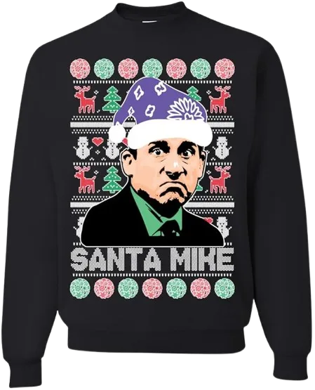 Ugly Christmas Crewneck Graphic Unisex Sweatshirt The Office Santa Mike