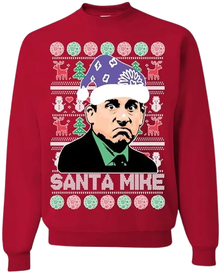 Ugly Christmas Crewneck Graphic Unisex Sweatshirt The Office Santa Mike