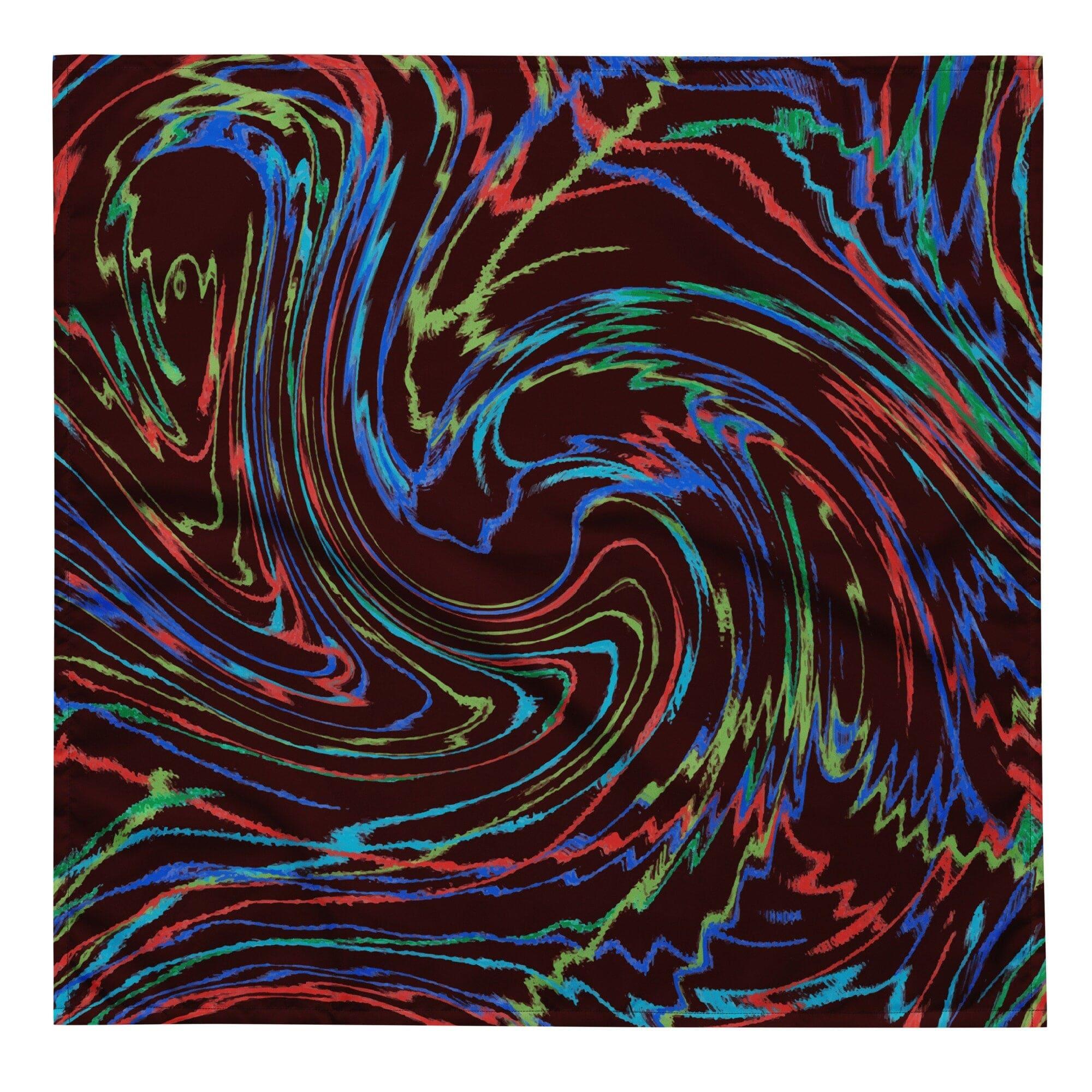 Abstract Colorful Swirl Pattern on Brown Background Designer Neckerchief Bandana - TopKoalaTee