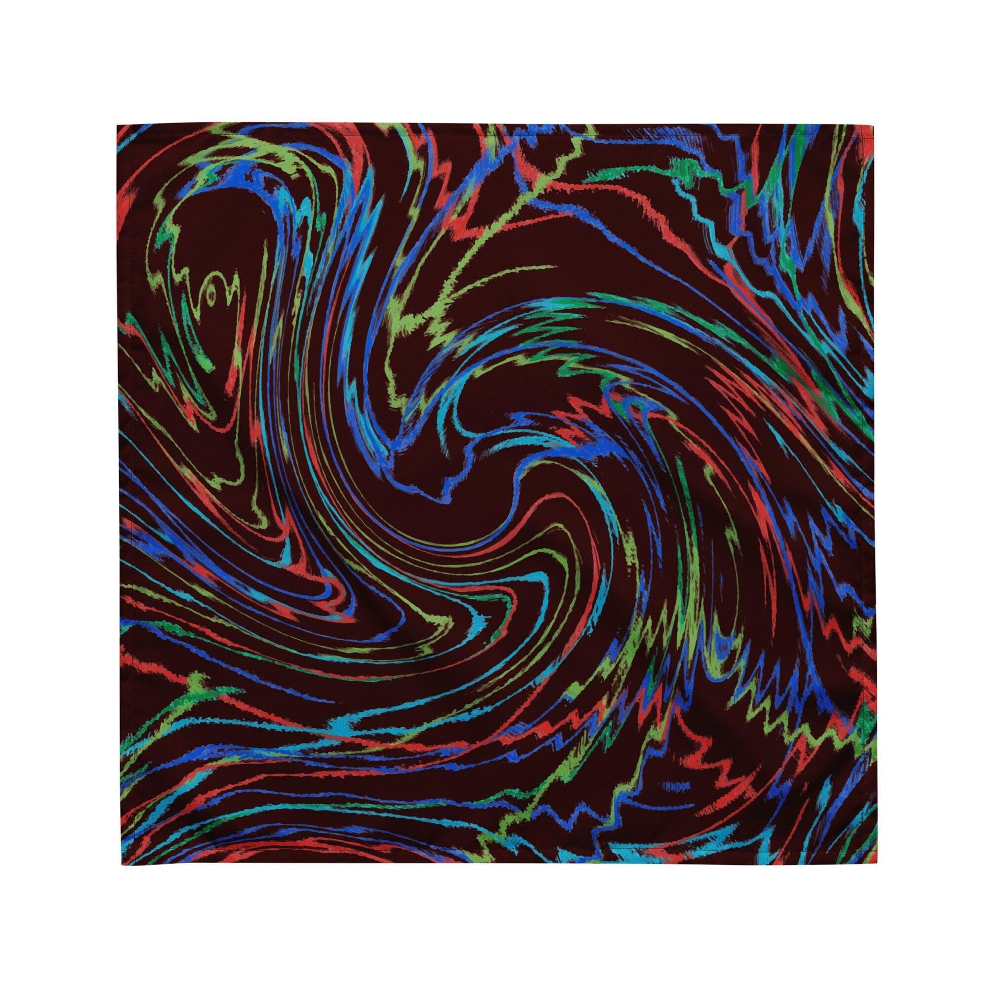 Abstract Colorful Swirl Pattern on Brown Background Designer Neckerchief Bandana - TopKoalaTee