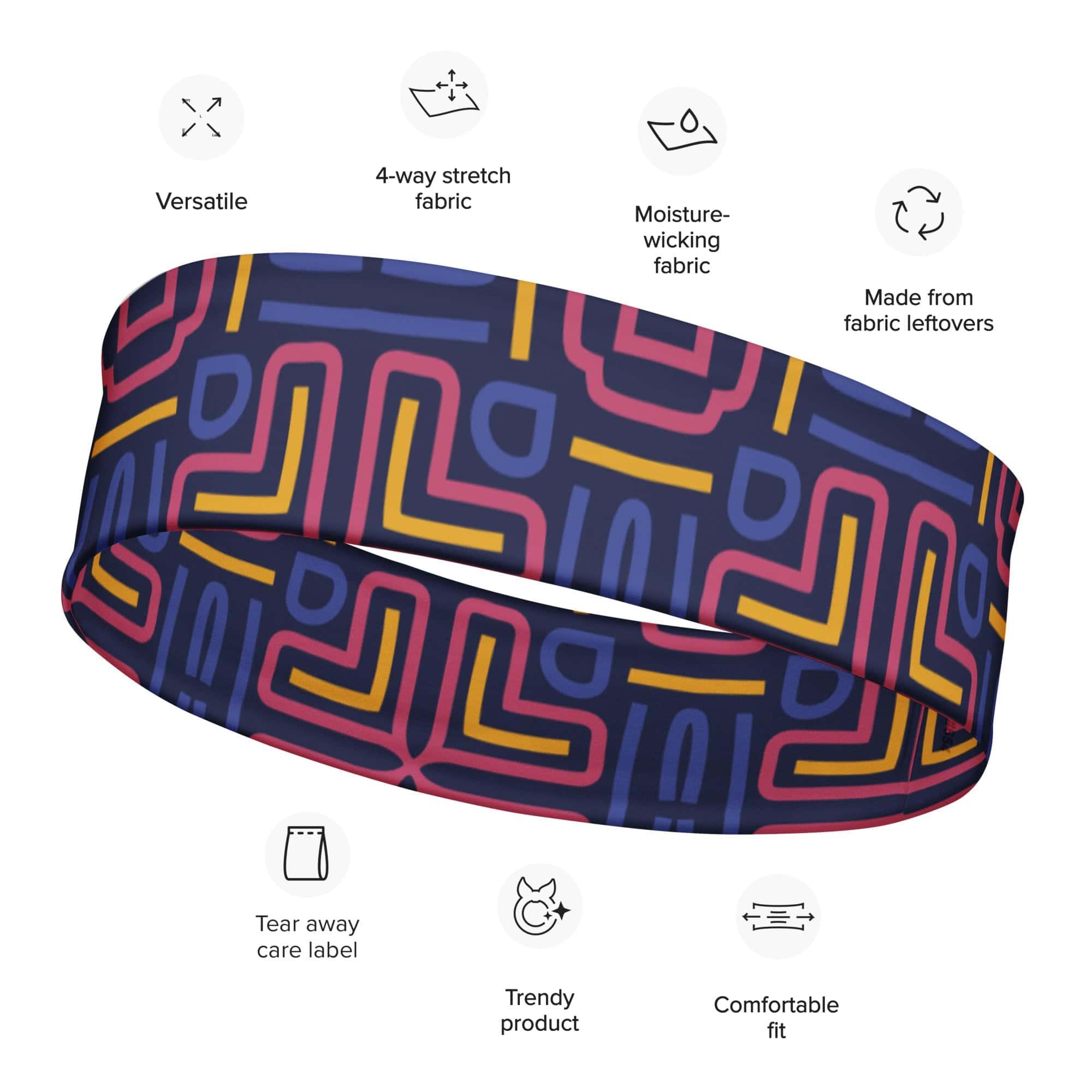 Abstract Maze Version 2 Quick Dry Stretch Headband - TopKoalaTee