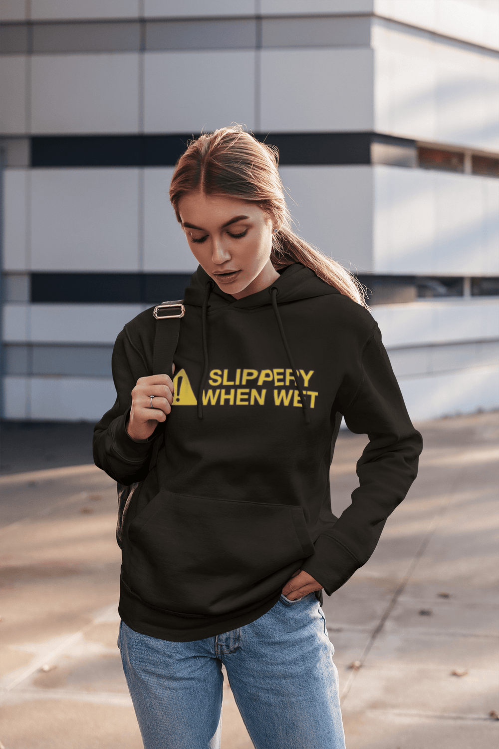 Blended Cotton Hoodie Top Koala Slippery When Wet Unisex Pullover - TopKoalaTee