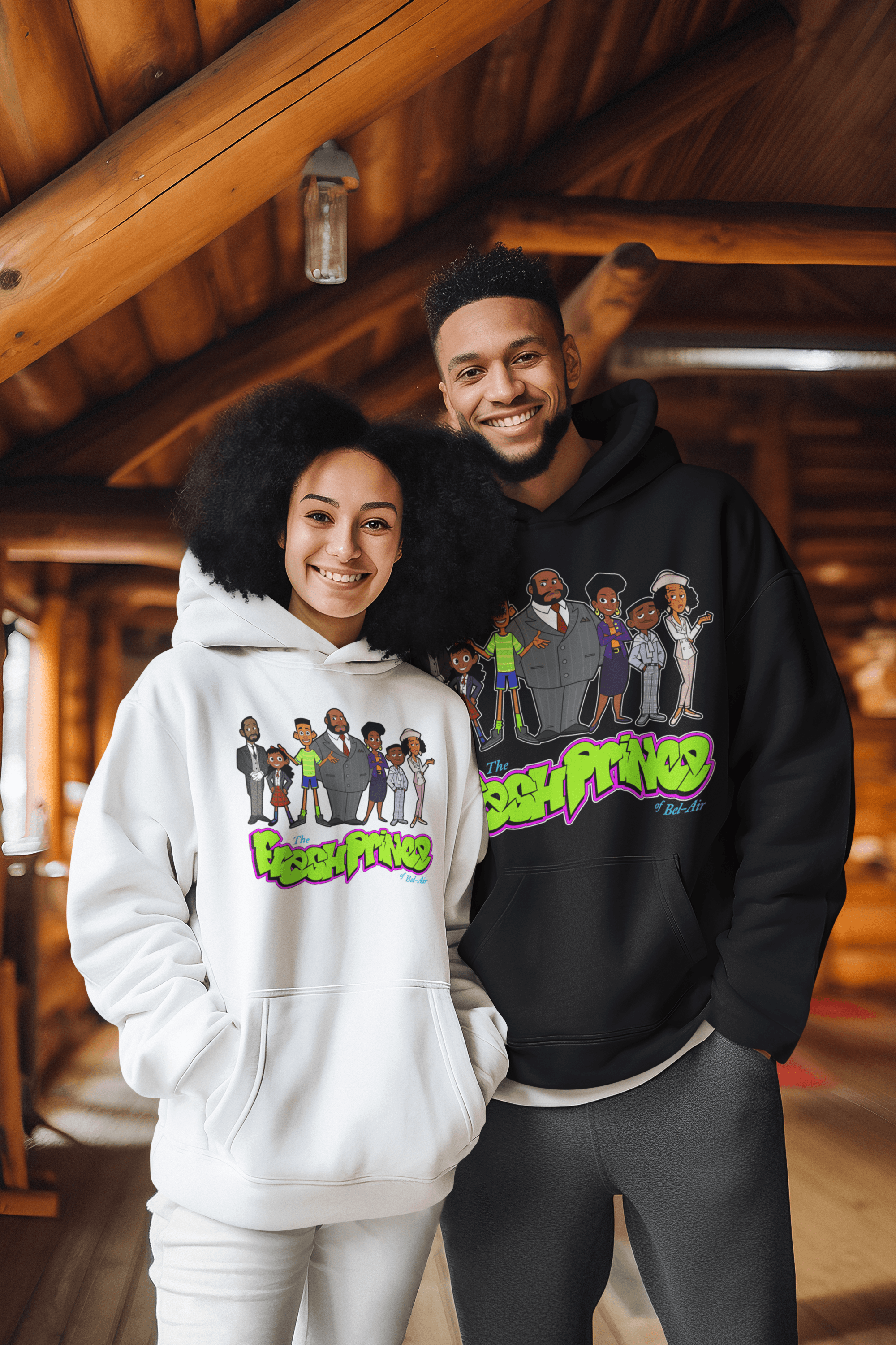 90s' Black TV Sitcom Animated Cast Blended Cotton MidWeight Pullover - TopKoalaTee
