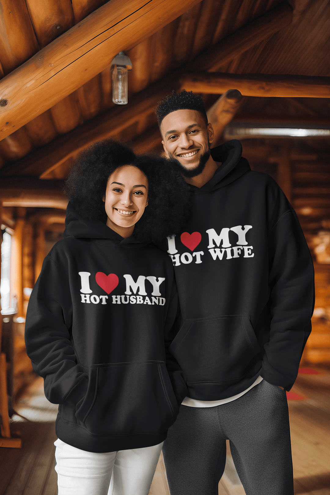 I Love My Hot Wife/Hot Husband Relationship Hoodie Set Blended Cotton Ultra Soft Pullover - TopKoalaTee