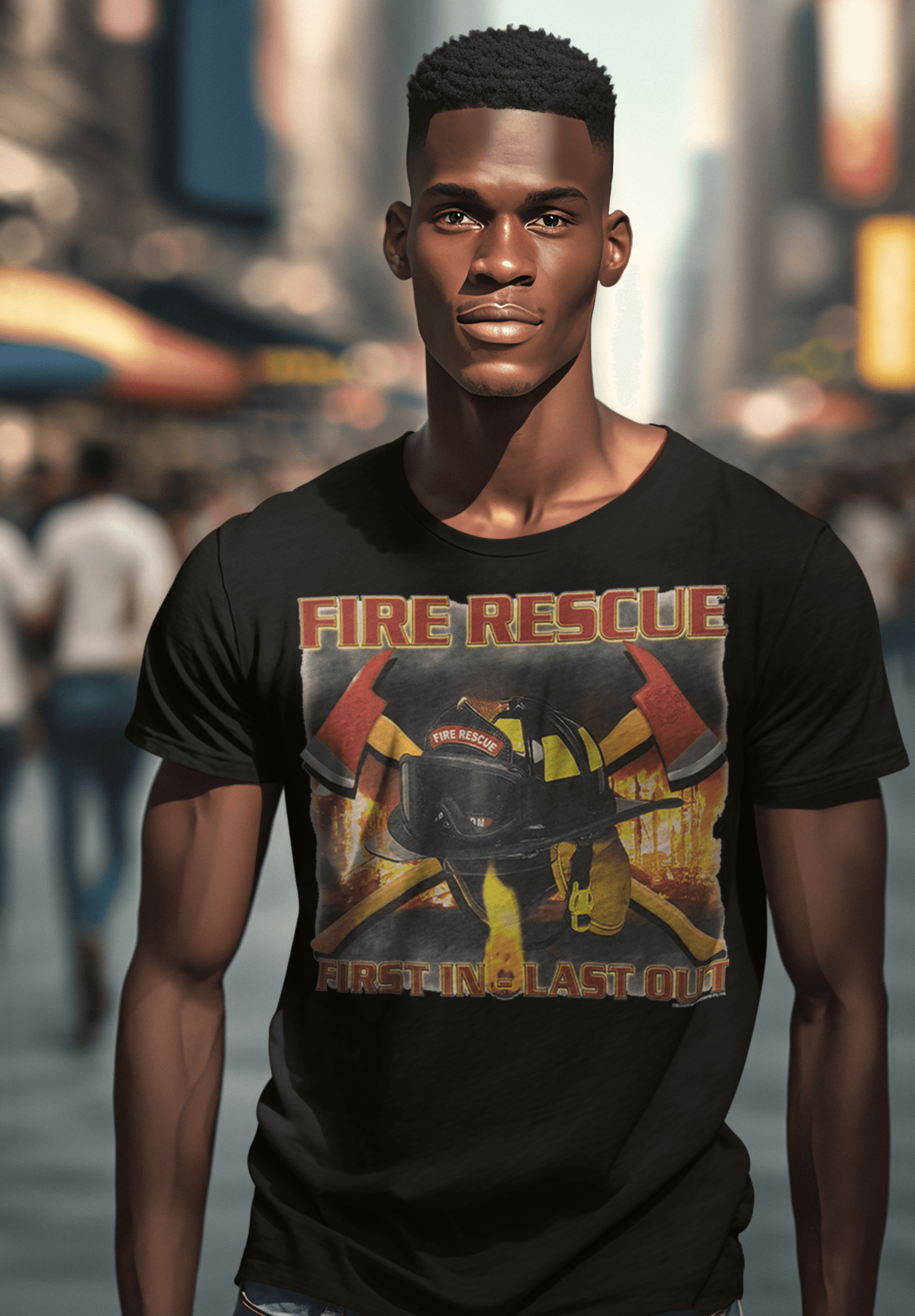Fire Rescue T-shirt First in Last Out First Responder Short Sleeve Unisex Top