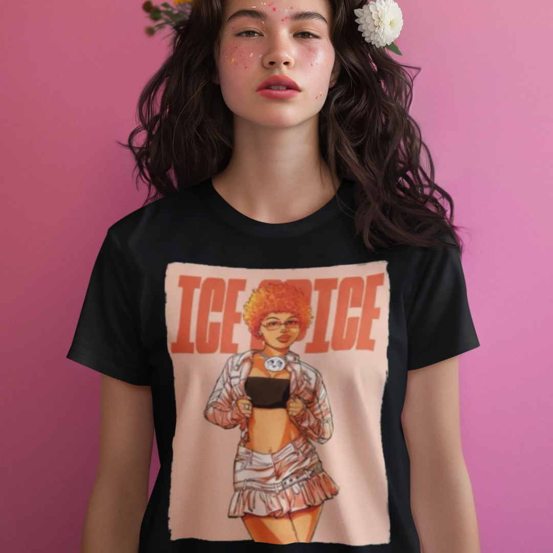 Ice Spice T-shirt Retro Style Short Sleeve Cotton Unisex Crew Neck Top