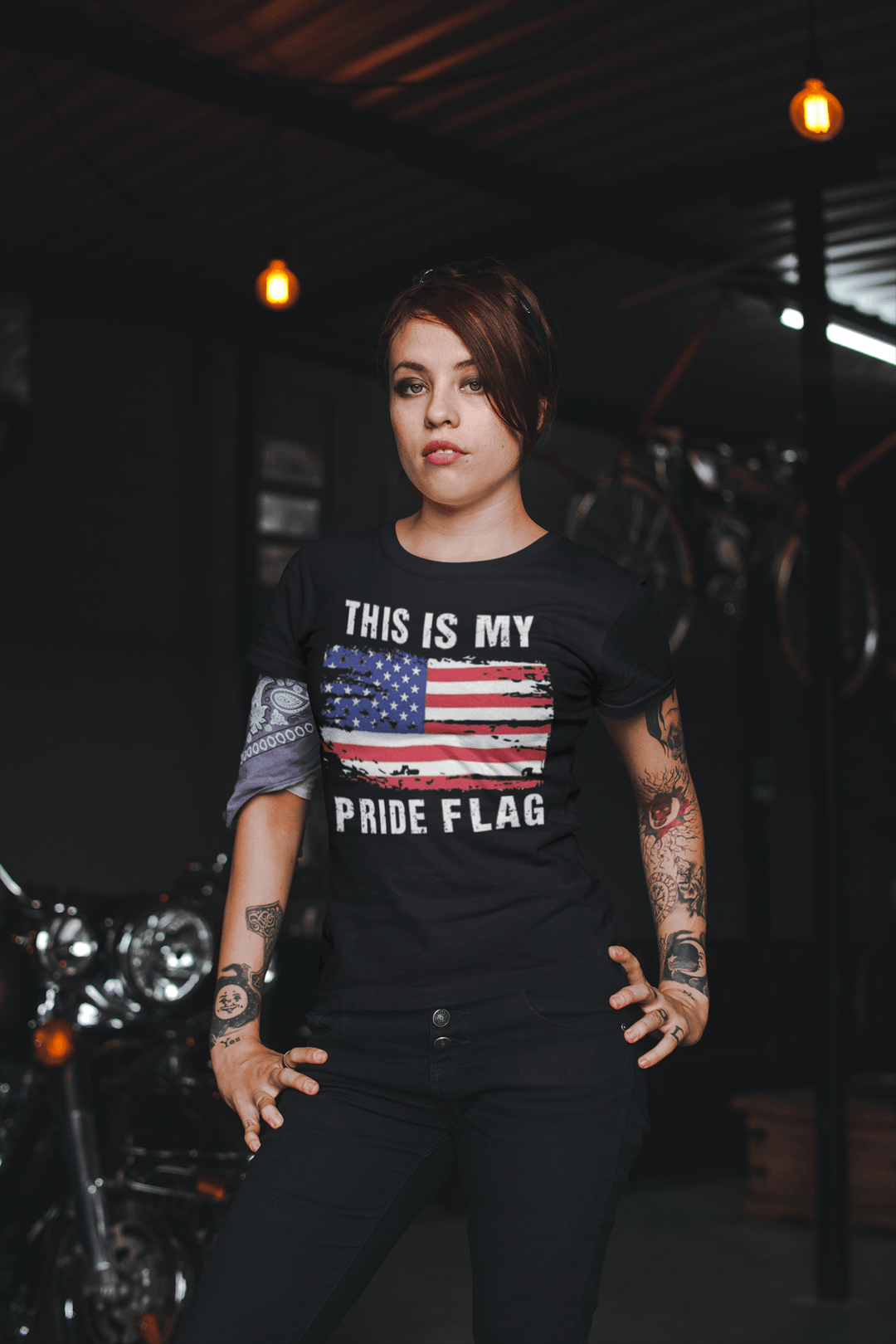 American Flag T-shirt This Is My Pride Flag Short Sleeve Crewneck Ultra Soft Cotton Top - TopKoalaTee