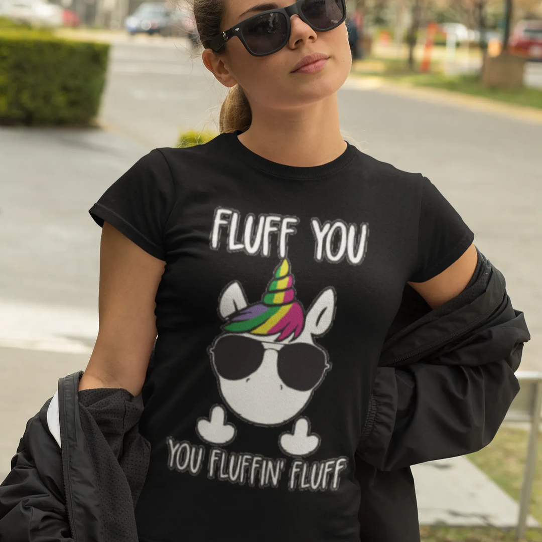 Unicorn T-shirt Fluff You,You Fluffin Fluff Short Sleeve Unisex Crew Neck Top