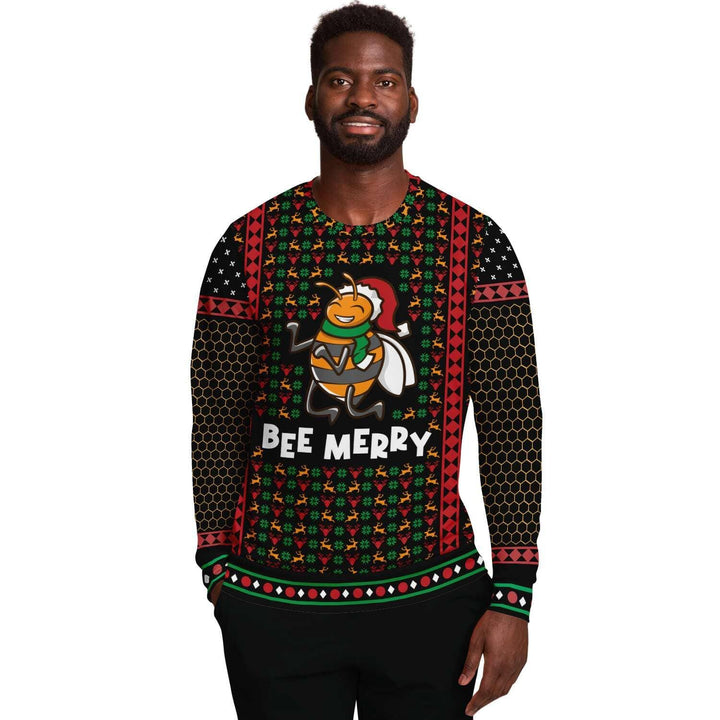 Bee Merry Unisex Ugly Christmas Sweatshirt - TopKoalaTee
