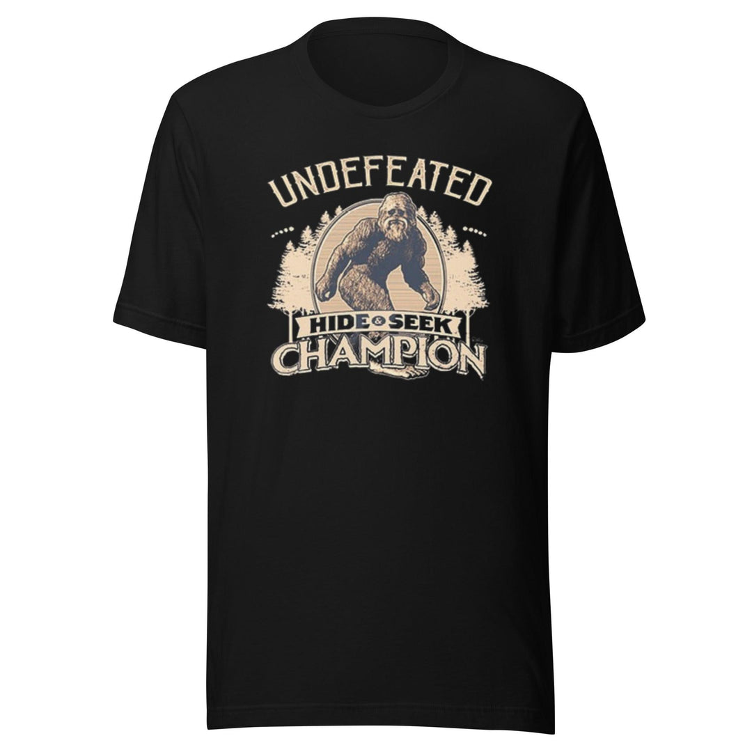 Bigfoot T-shirt Hide & Go Seek Champion Short Sleeve 100% Cotton Unisex Crew Neck Top - TopKoalaTee