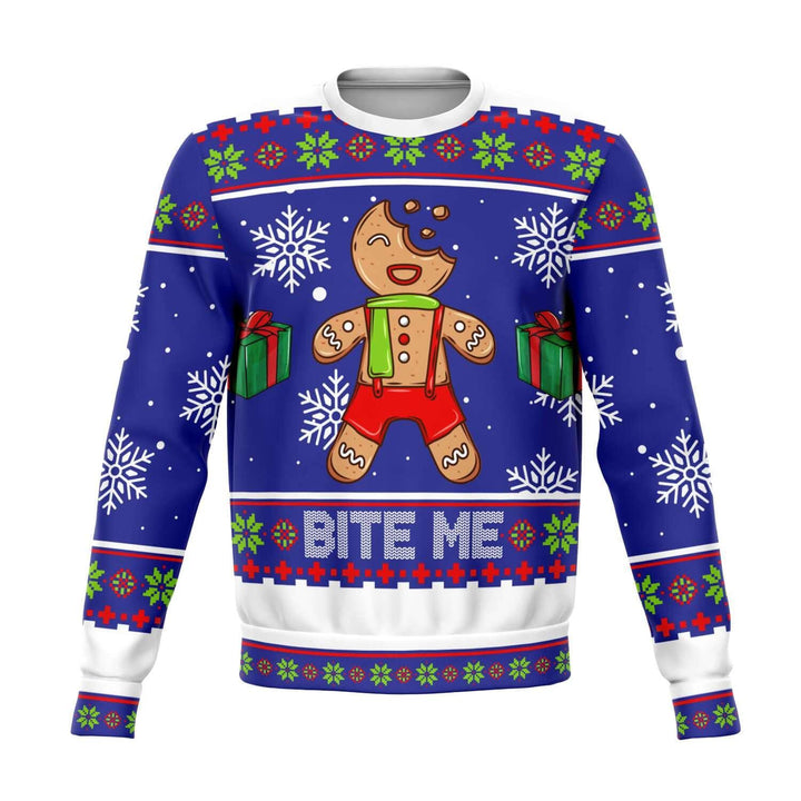 Bite Me Gingerbread Unisex Ugly Christmas Sweatshirt - TopKoalaTee
