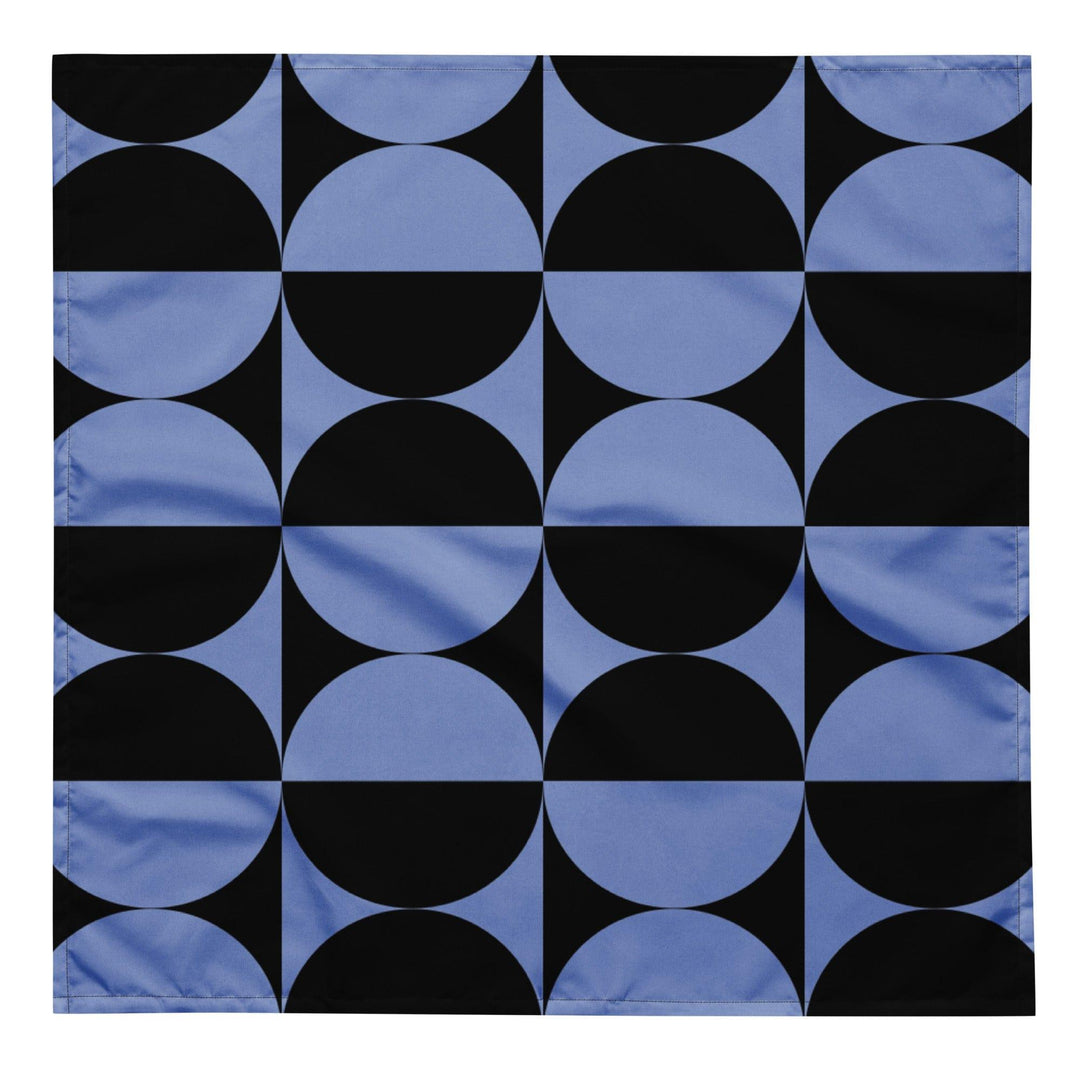 Black and Blue Circle Geometric Pattern Designer Neckerchief Bandana - TopKoalaTee