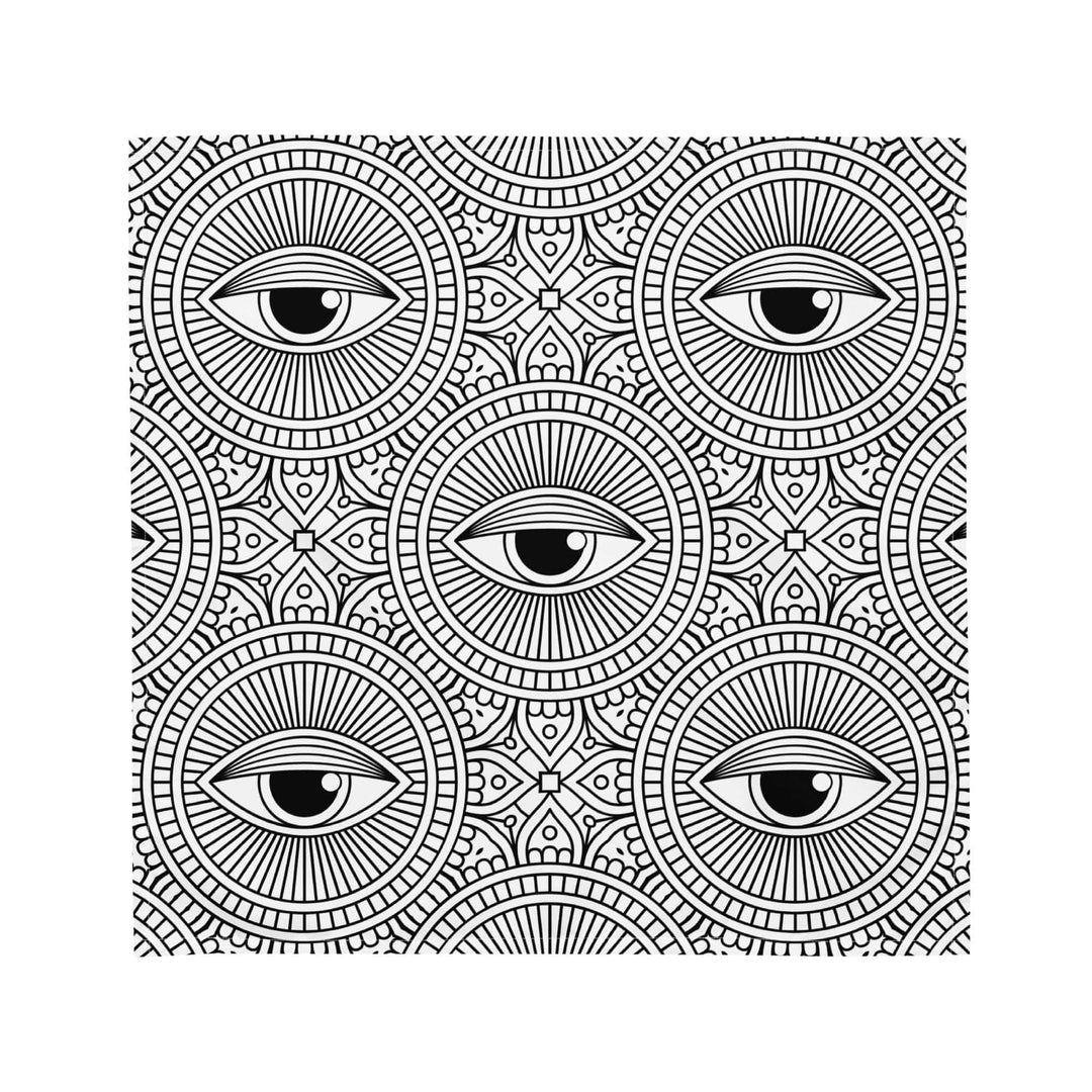 Black and White All Seeing Eye Abstract Designer Neckerchief Bandana - TopKoalaTee