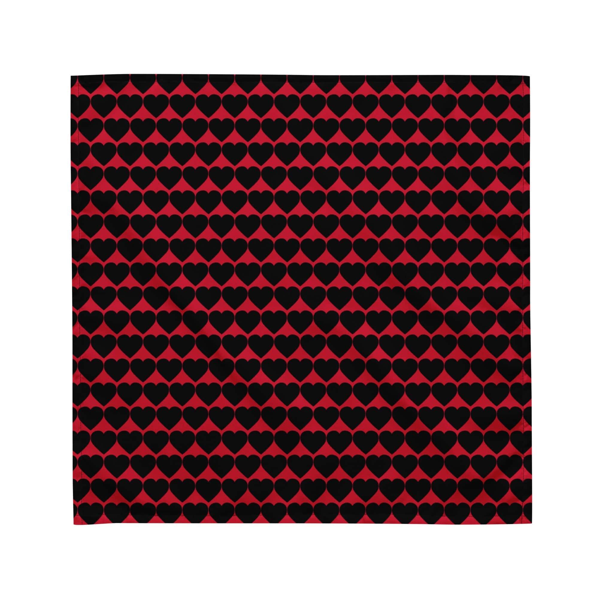 Black Heart Pattern on Red Background Designer Bandana Neck Scarf - TopKoalaTee