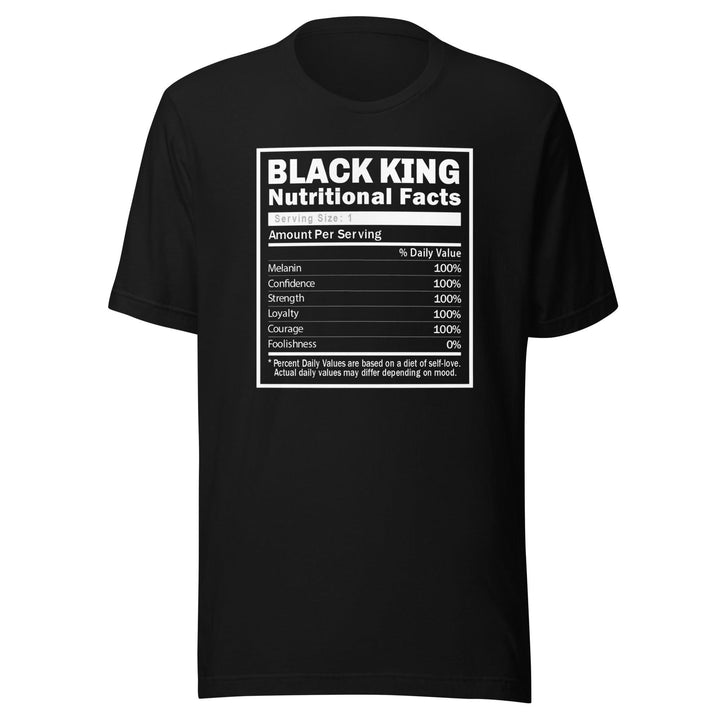 Black Pride T-shirt Black King Nutritional Facts Short Sleeve Unisex Top - TopKoalaTee