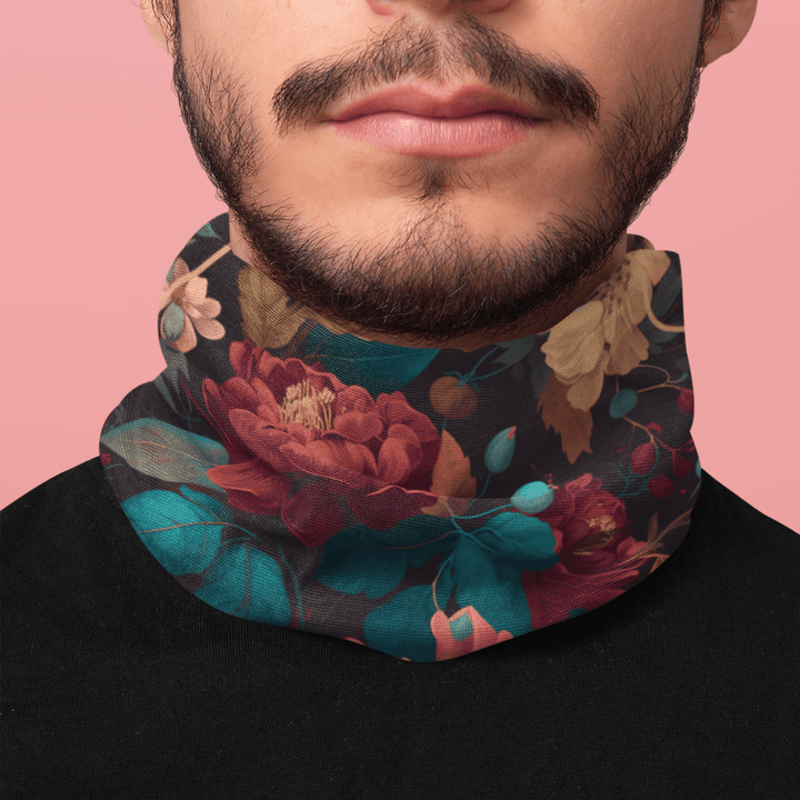 Blooming Floral Araangment Inside Shapes Luxury Bandana Neck Scarf - TopKoalaTee