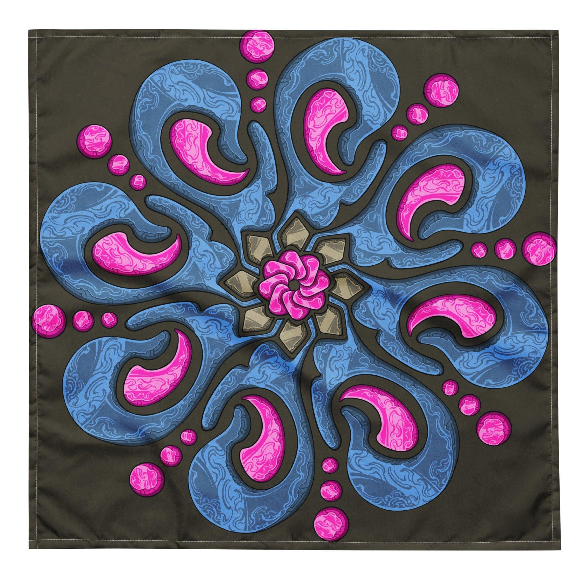 Blue and Purple Mandala Flower of Life Designer Neckerchief Bandana - TopKoalaTee