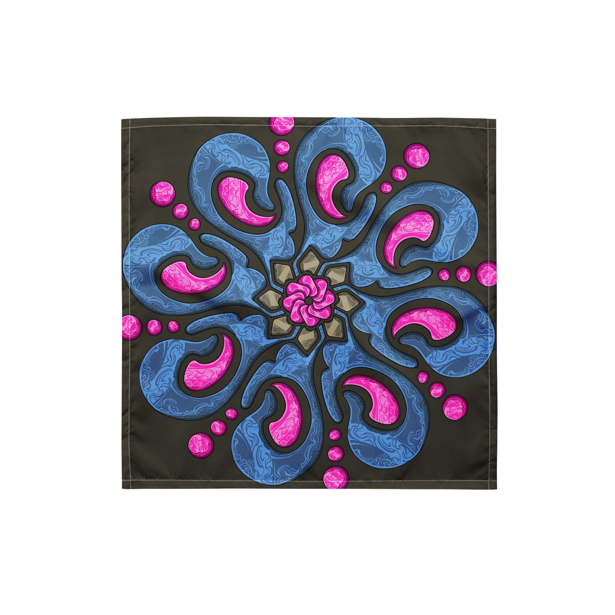 Blue and Purple Mandala Flower of Life Designer Neckerchief Bandana - TopKoalaTee