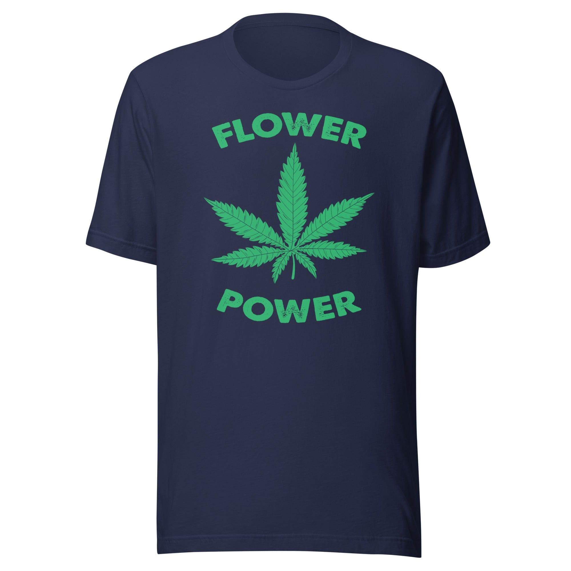 Cannabis T-shirt Flower Power With Picture of Marijuana Leaf Unisex Short Sleeve Top - TopKoalaTee