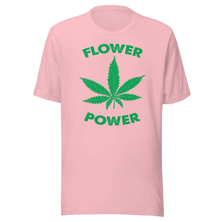 Cannabis T-shirt Flower Power With Picture of Marijuana Leaf Unisex Short Sleeve Top - TopKoalaTee