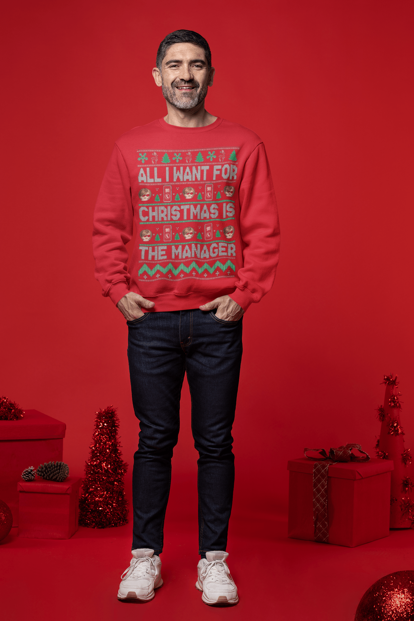 Ugly Christmas Sweater All I want for Christmas is The Manager Top Koala Pullover - TopKoalaTee
