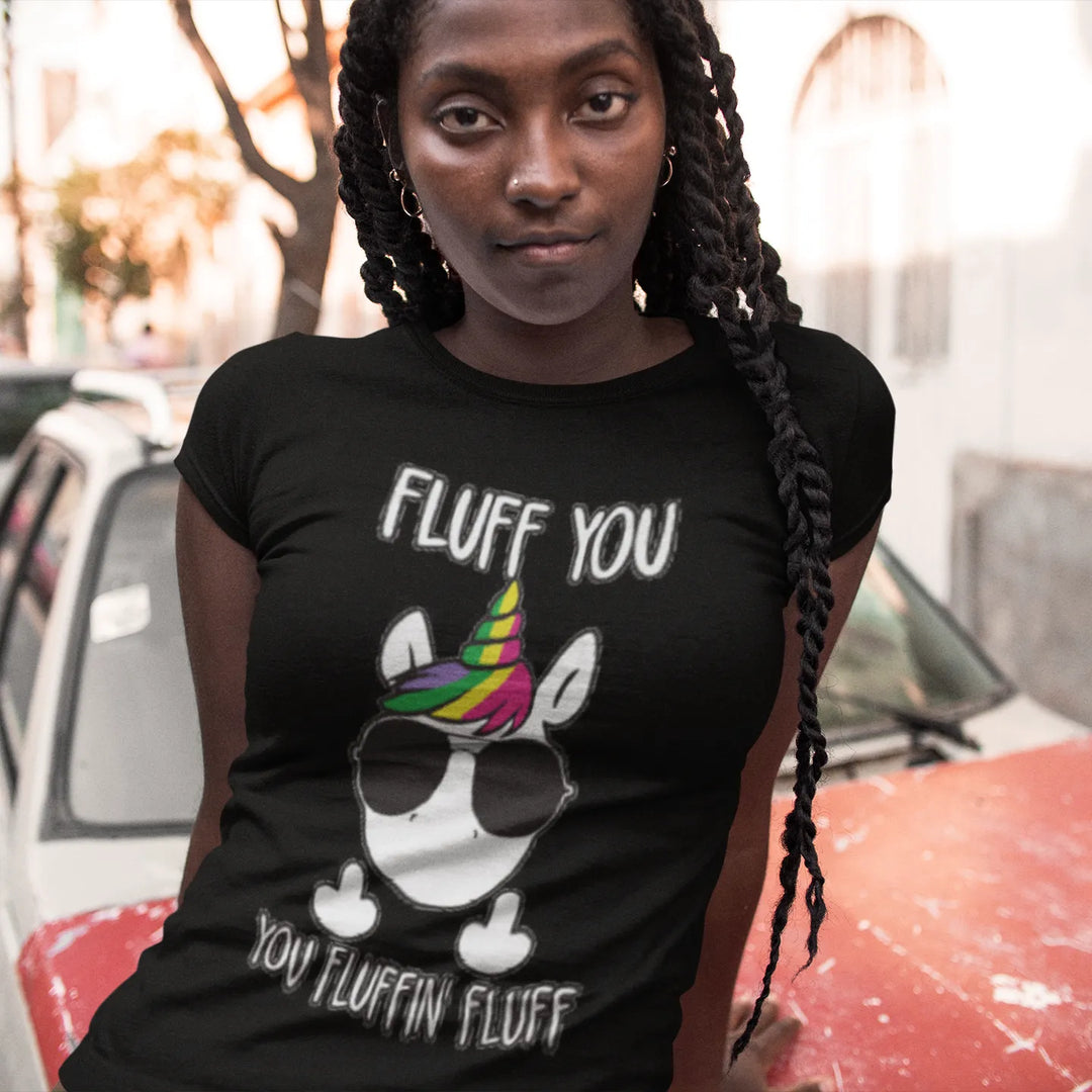 Unicorn T-shirt Fluff You,You Fluffin Fluff Short Sleeve Unisex Crew Neck Top