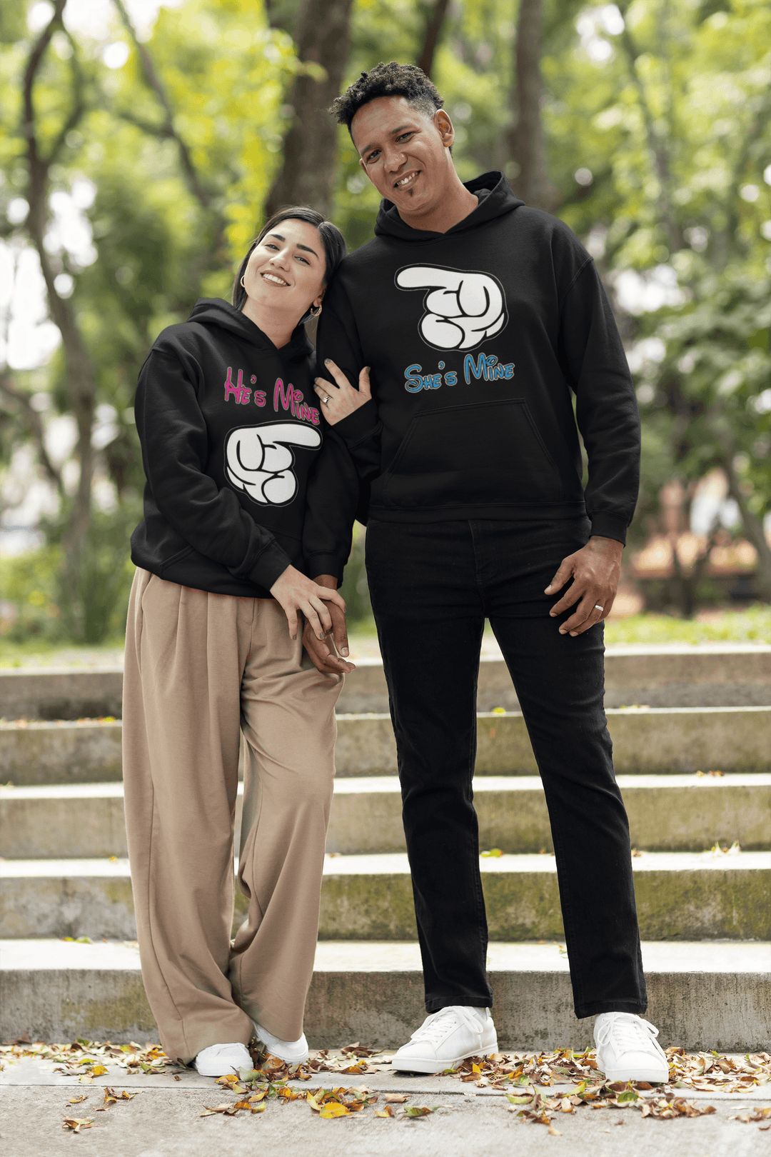 Couples Hoodie Set He's Mine/She's Mine Ultra Soft Blended Cotton Unisex Pullovers - TopKoalaTee