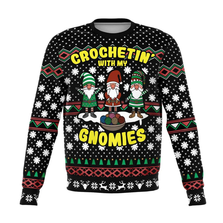 Crochetin with my Gnomies Unisex Ugly Christmas Sweatshirt