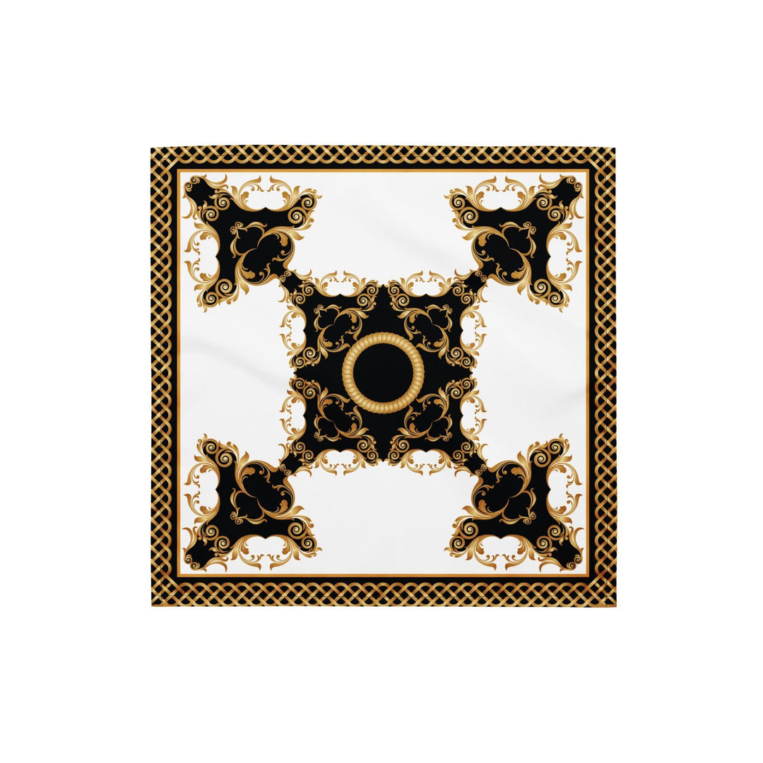 Designer Bandana Golden Baroque Style Luxury Neck Scarf - TopKoalaTee