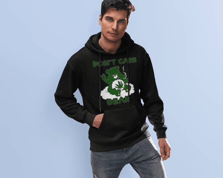 Dont Care Bear Weed Hoodie Ultra Soft Blended Cotton Blend Midweight Unisex Pullover - TopKoalaTee