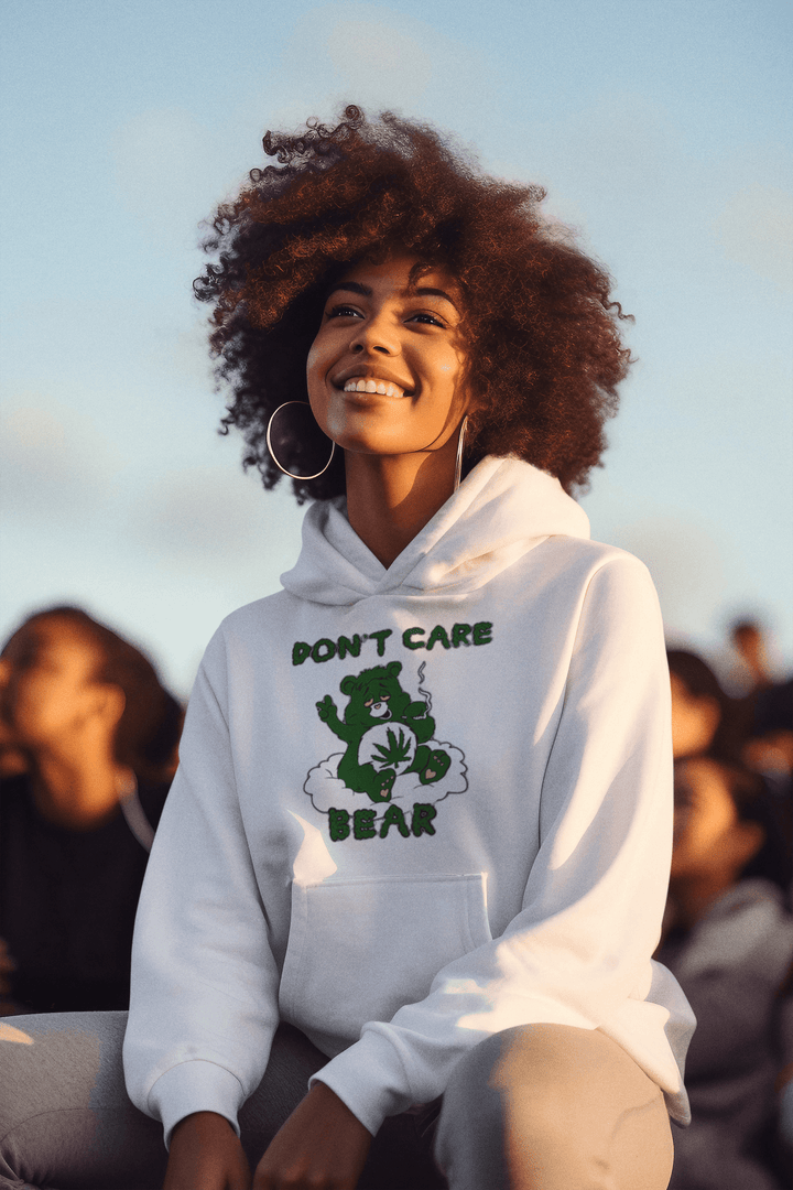 Dont Care Bear Weed Hoodie Ultra Soft Blended Cotton Blend Midweight Unisex Pullover - TopKoalaTee