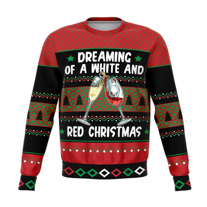 Dreaming of a White and Red Christmas Unisex Ugly Christmas Sweatshirt - TopKoalaTee