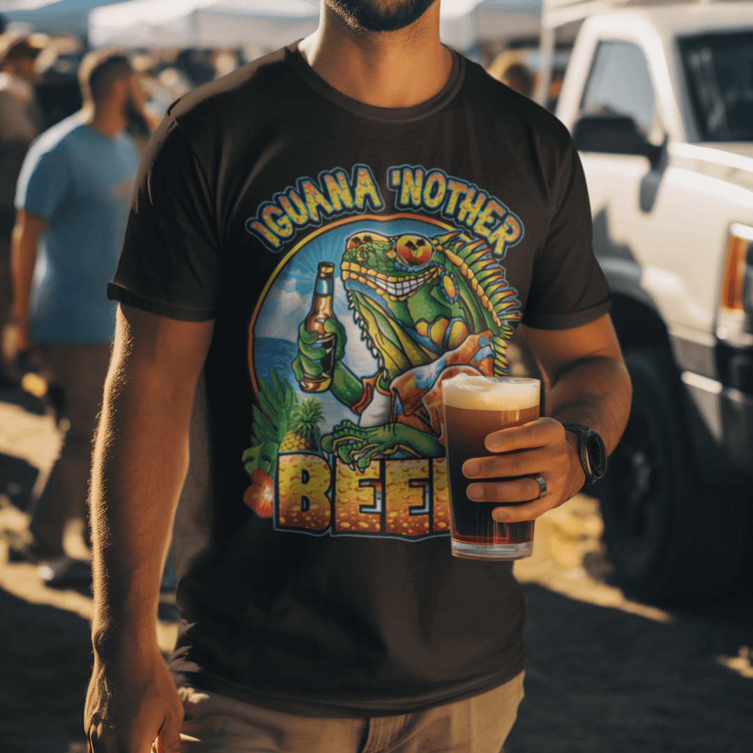 Drinking T-shirt Inguana 'Nother Beer Short Sleeve 100% Cotton Crew Neck Unisex Top - TopKoalaTee