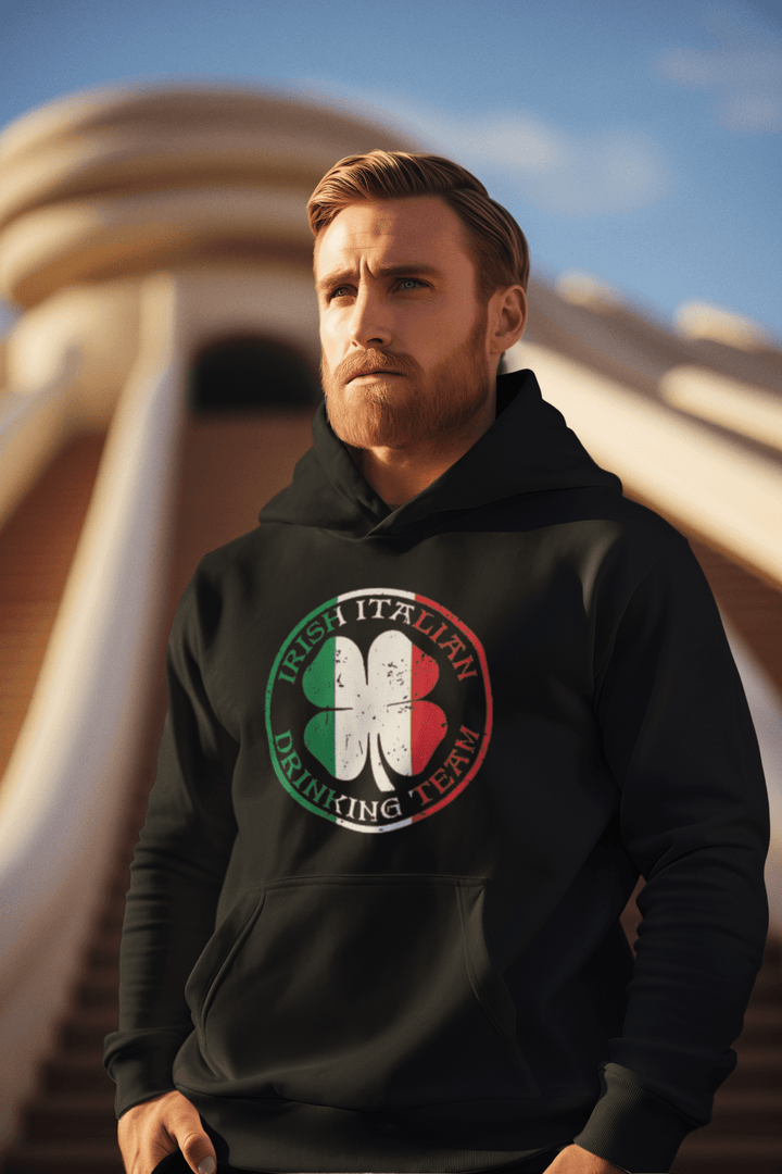 Ethnic Hoodie Irish Italian Drinking Team Blended Cotton Midweight 50/50 Pullover - TopKoalaTee