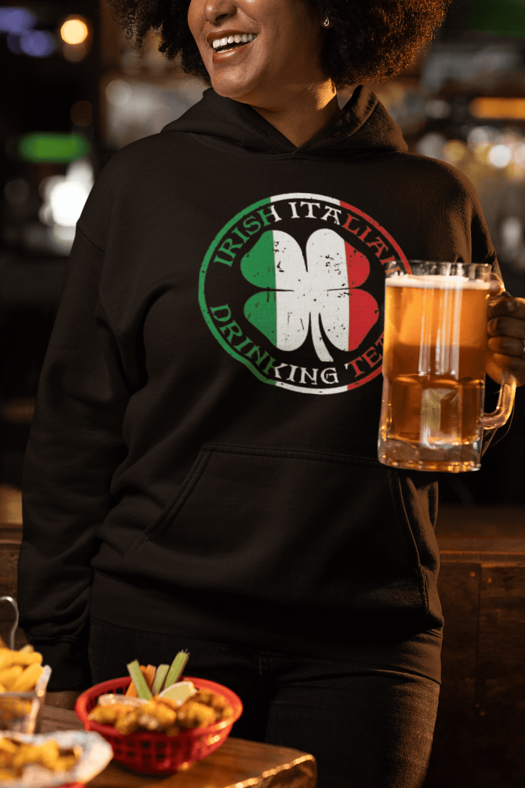 Ethnic Hoodie Irish Italian Drinking Team Blended Cotton Midweight 50/50 Pullover - TopKoalaTee