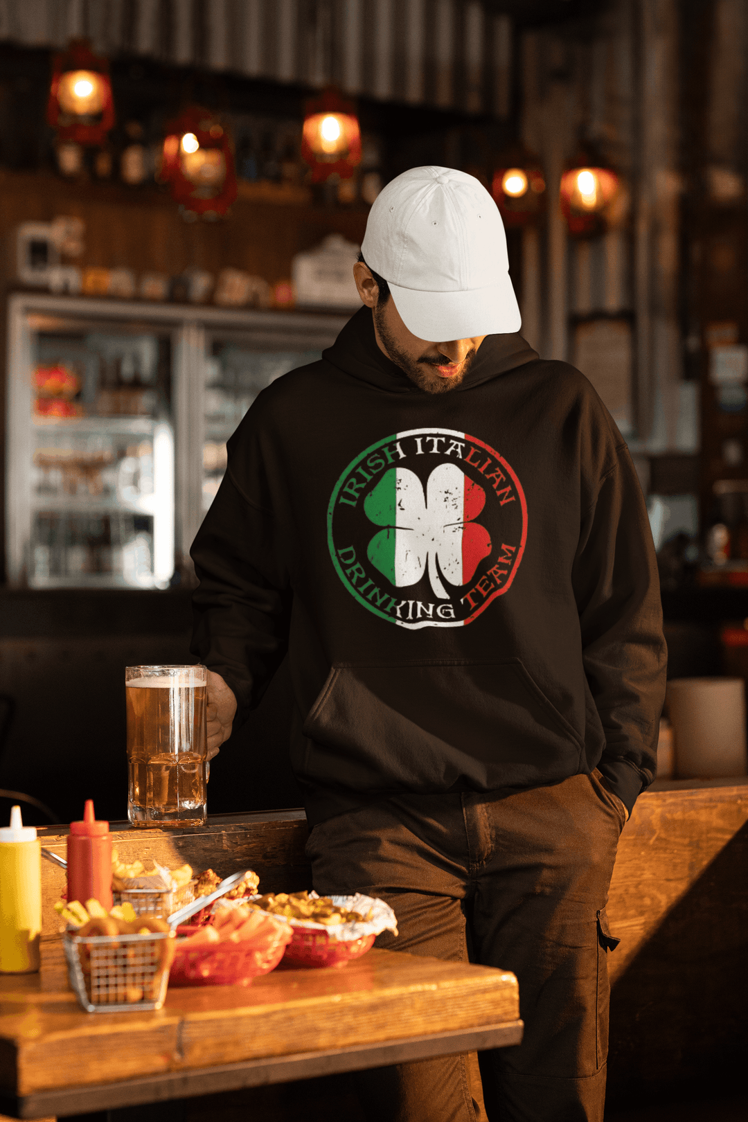 Ethnic Hoodie Irish Italian Drinking Team Blended Cotton Midweight 50/50 Pullover - TopKoalaTee