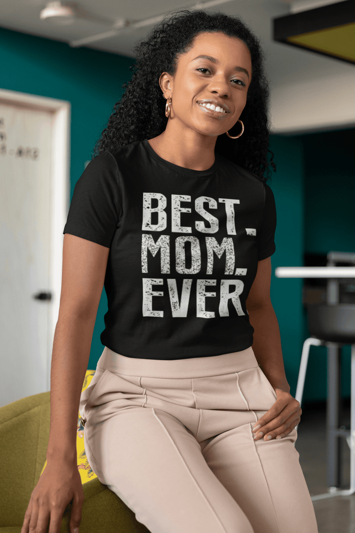 Family T-shirt Best Mom Ever Short Sleeve Ultra Soft Cotton Unisex Crew Neck Top - TopKoalaTee