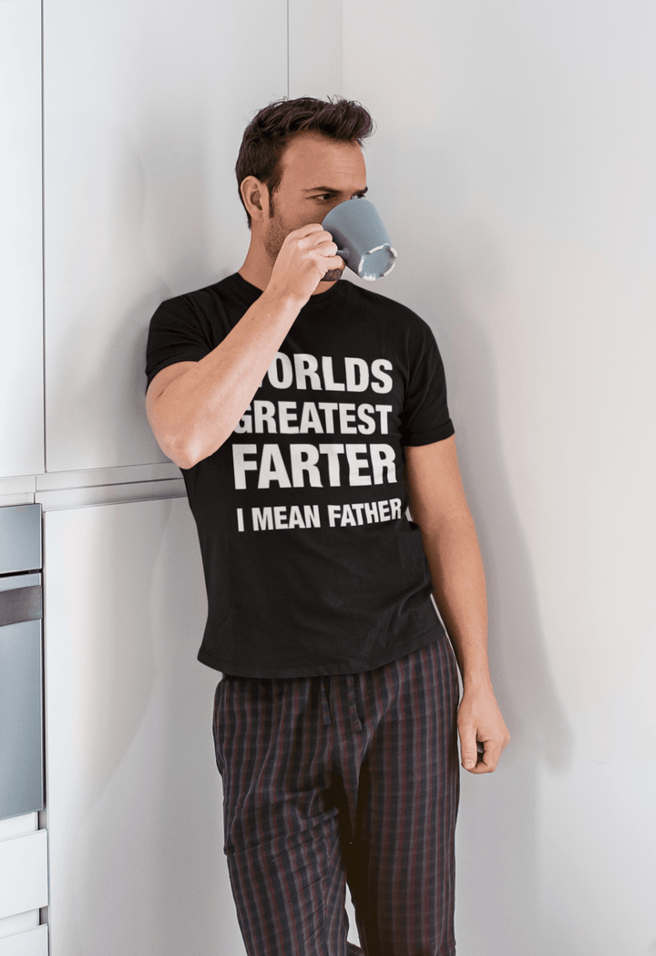 Family T-shirt World's Greatest Farter I mean Father Short Sleeve Ultra Soft Crew Neck - TopKoalaTee