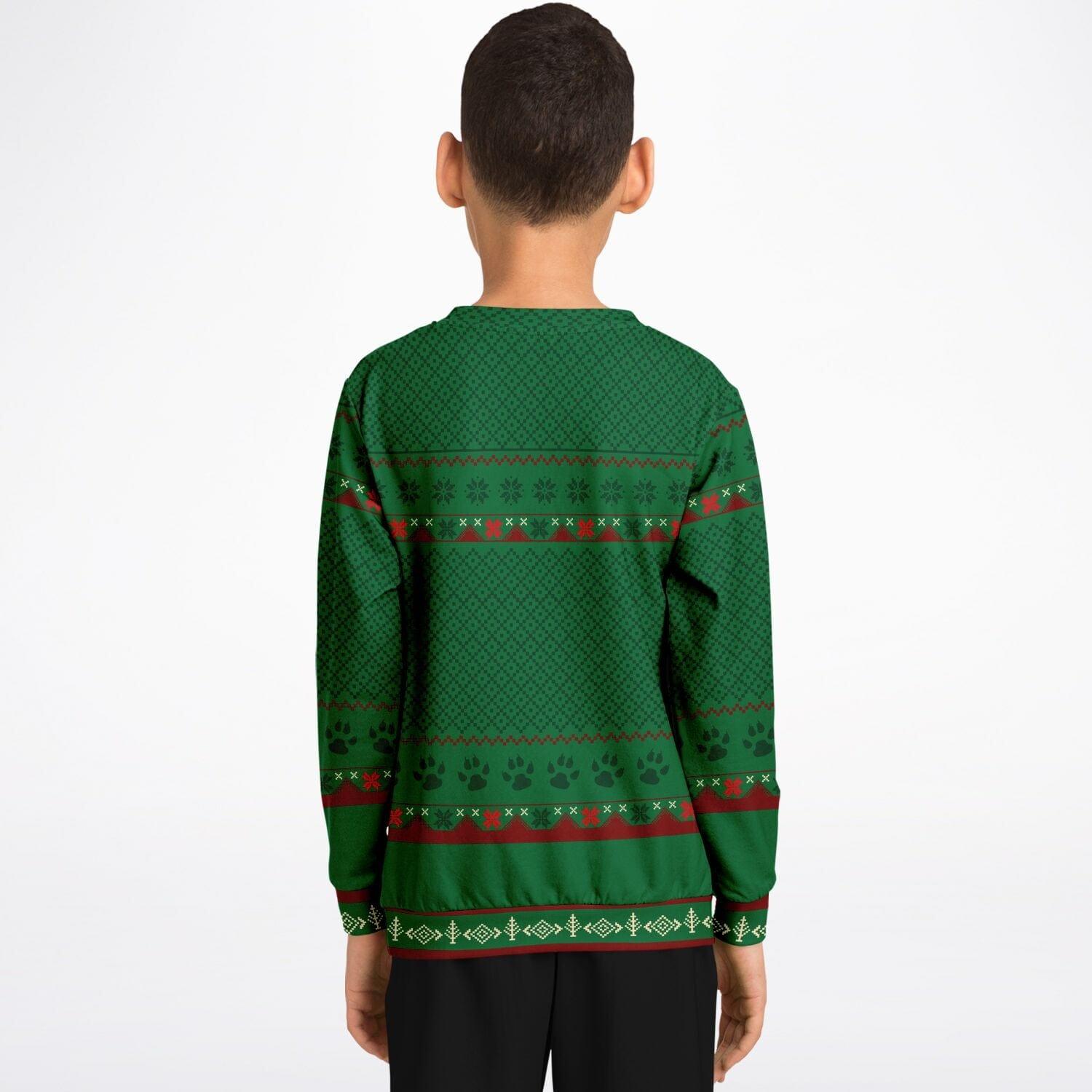 Feliz Navidog Shibu Unu Kids Unisex Ugly Christmas Sweatshirt - TopKoalaTee