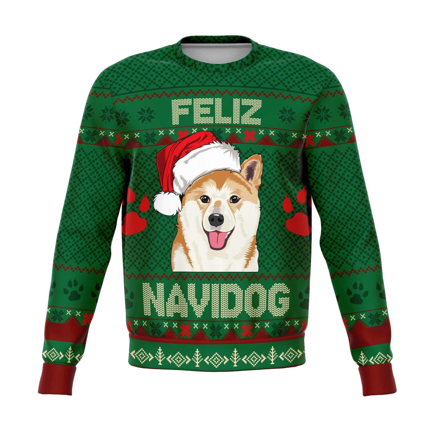 Feliz Navidog Shibu Unu Ugly Christmas Sweatshirt