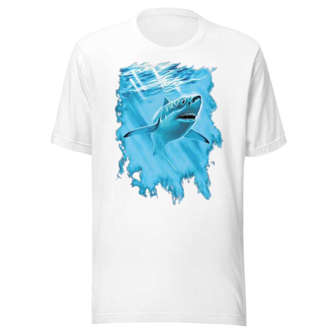 Fishing T-shirt Shark In Blue Water Short Sleeve 100% Cotton Crew Neck Unisex Top - TopKoalaTee