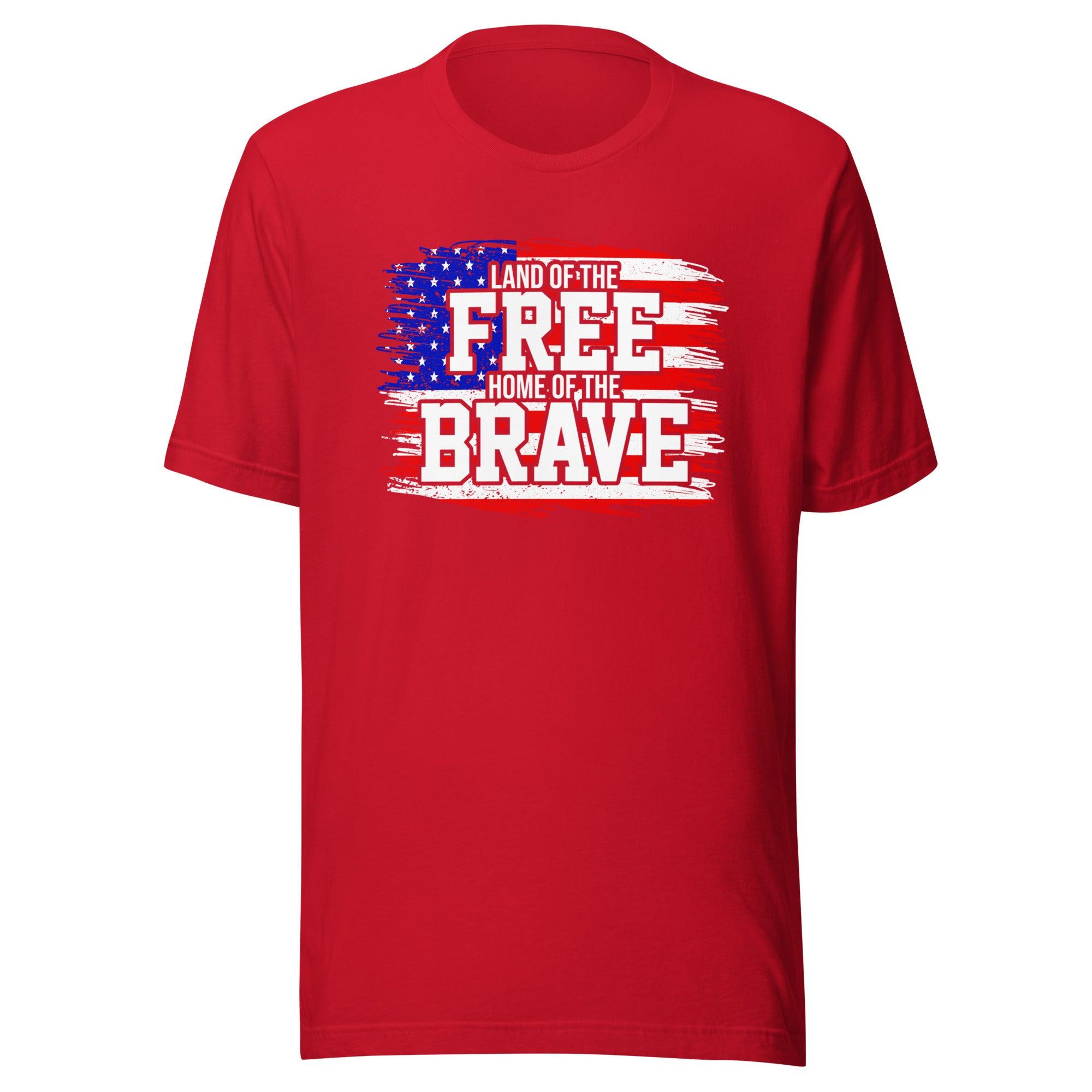 Flag T-shirt Land of the Free Home of The Brave Unisex Top - TopKoalaTee