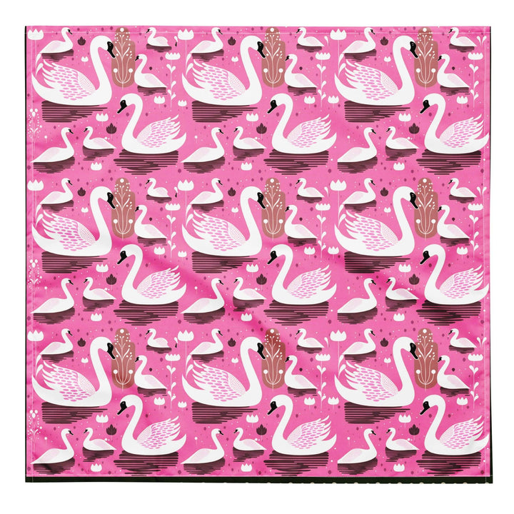 Floating Pink Swan Pattern Luxury Neck Scarf Bandana - TopKoalaTee