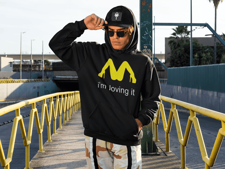 Fast Food Hoodie I'm Lovin It Blended Cotton Midweight Unisex Pullover - TopKoalaTee