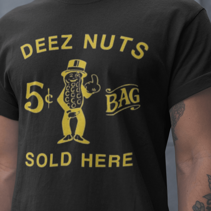 Funny Logo T-shirt Deez Nuts Sold Here Short Sleeve 100% Cotton Unisex Crew Neck Top - TopKoalaTee