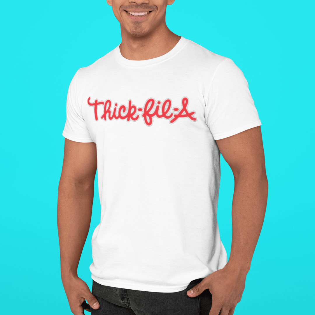 Funny Logo T-Shirt Thick Fil A In Red Short Sleeve 100% Cotton Crew Neck Top - TopKoalaTee