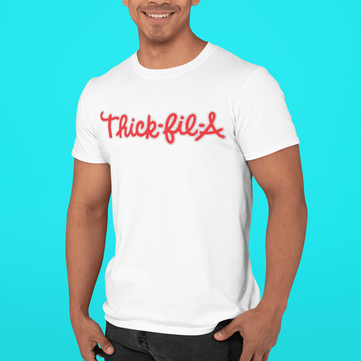 Funny Logo T-Shirt Thick Fil A In Red Short Sleeve 100% Cotton Crew Neck Top - TopKoalaTee